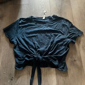 Navy Blue Tie-Front Women's Top